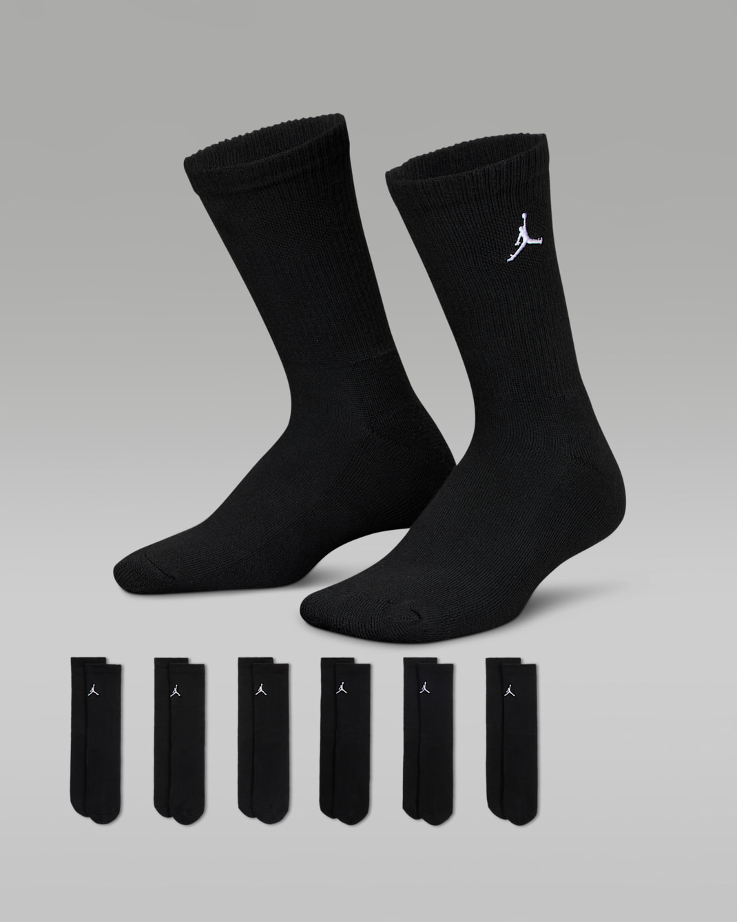 Jordan Everyday Essentials Big Kids' Crew Socks (6 Pairs) - Black