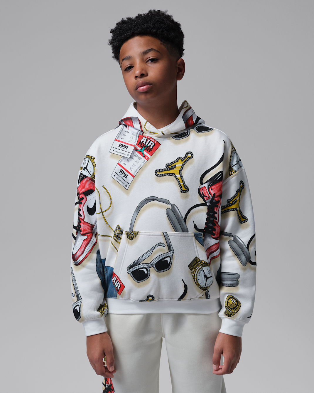 Jordan Big Kids' Mike's Flight Kit Pullover Hoodie - Sail