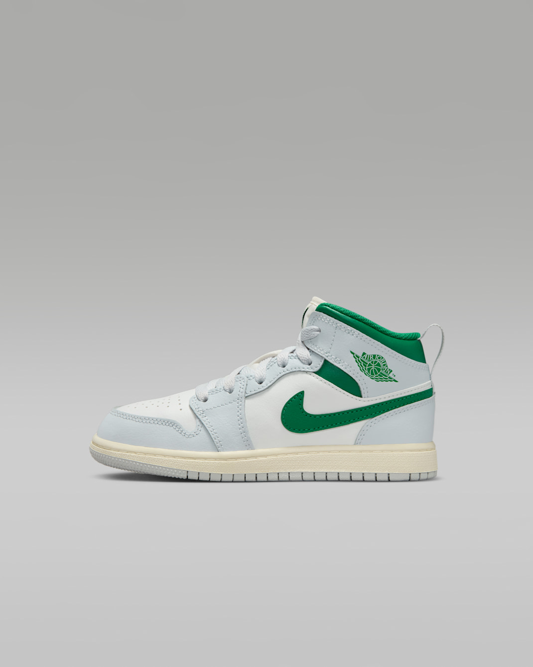 Jordan 1 Mid Little Kids' Shoes - Summit White/Pure Platinum/Sail/Pine Green