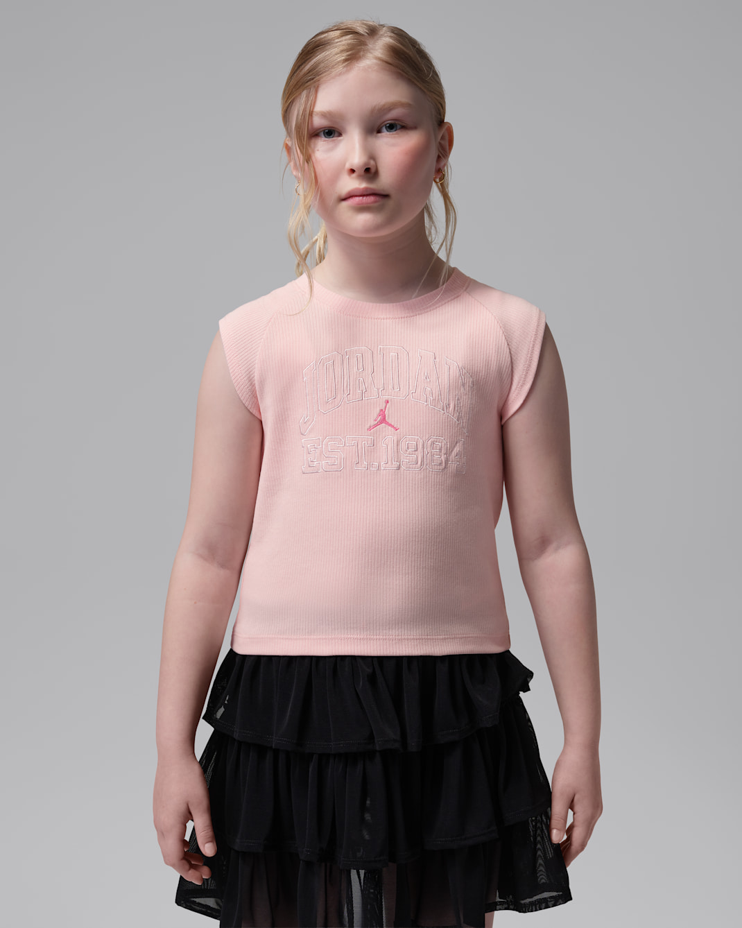 Jordan Secret Diary Big Kids' Ribbed Tank Top - Pink Bloom