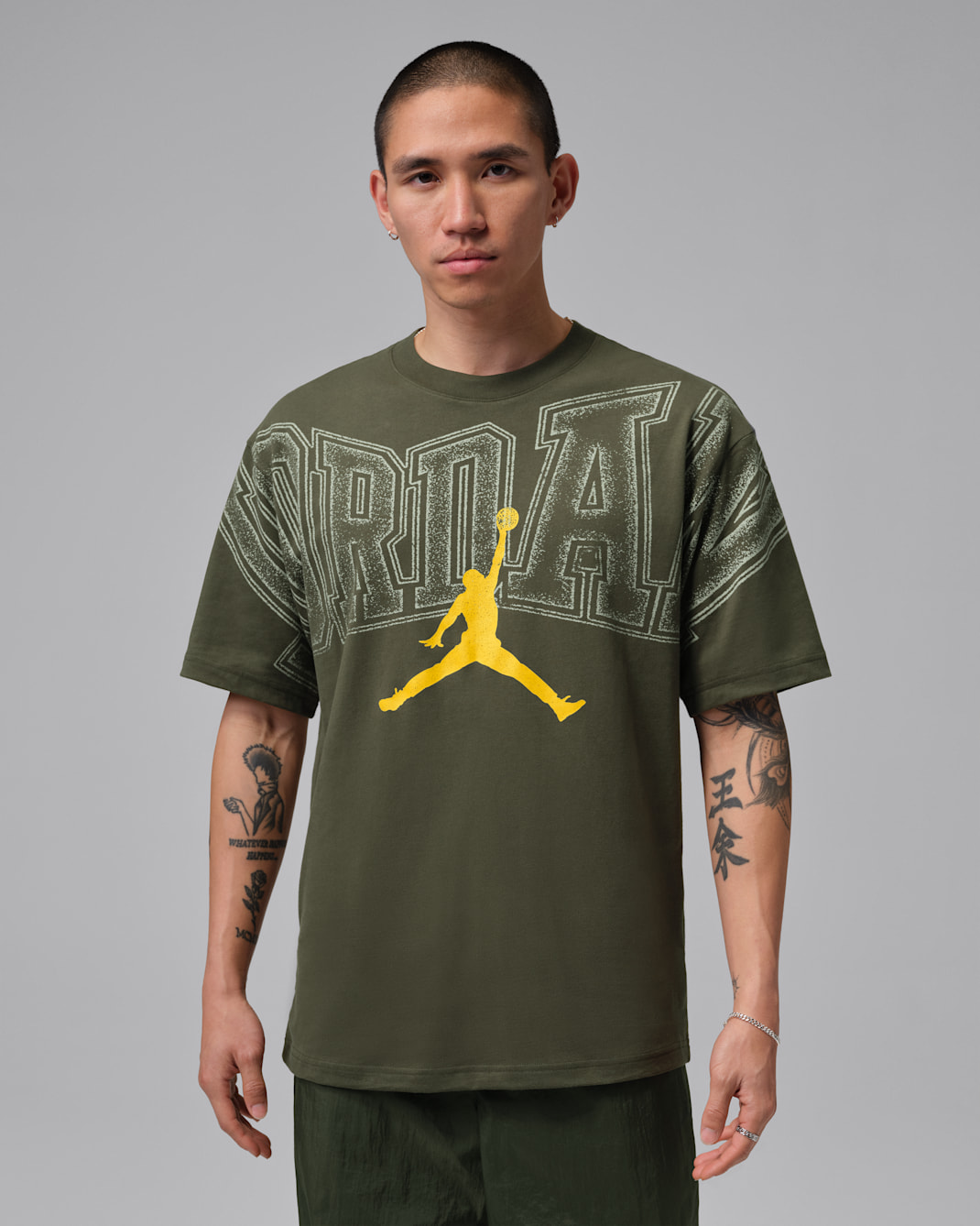 Pánské tričko s potiskem Jordan - Cargo Khaki/Bright Citron