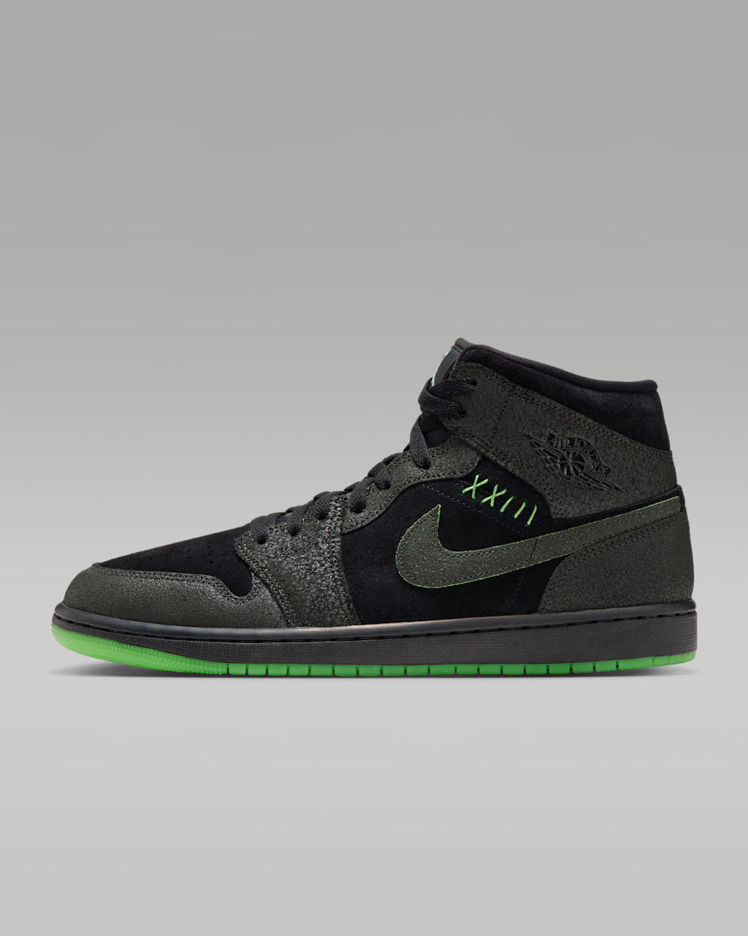 Air Jordan 1 Mid SE Men's Shoes - Black/Sequoia/Scream Green/Black