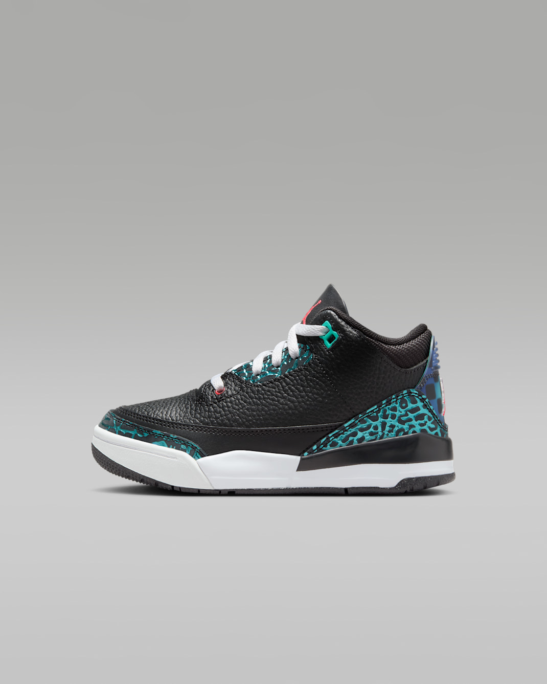 Jordan 3 Retro Younger Kids' Shoes - Black/Hyper Jade/White/Siren Red