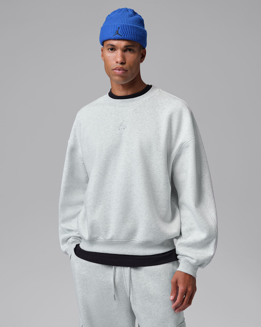 Jordan Brooklyn Men's Oversized Fleece Crew-Neck Sweatshirt - Neutral Grey/Heather/Photon Dust/Light Smoke Grey