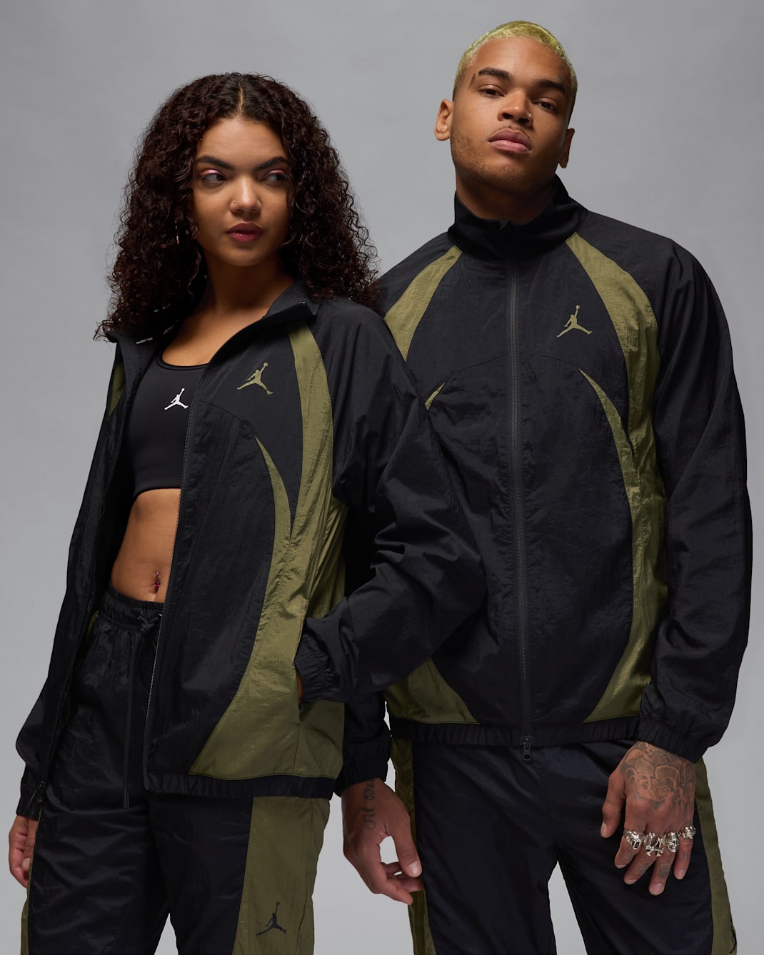 Jordan Sport Jam Men's Warm-Up Jacket - Black/Medium Olive/Medium Olive