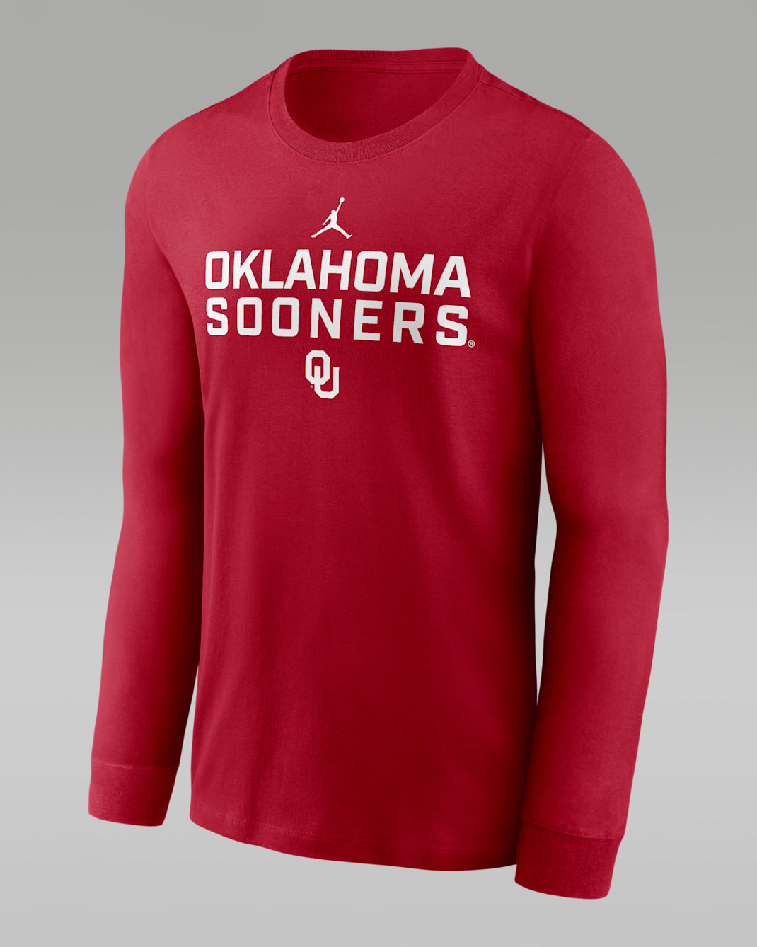 Playera de manga larga universitaria marca Jordan Dri-FIT para hombre Oklahoma Sideline - Carmesí