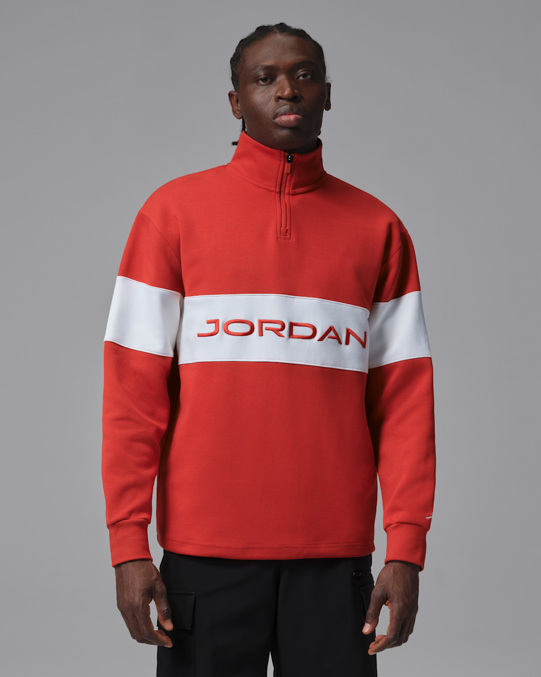 Jordan Sport Men's Dri-FIT 1/4-Zip Golf Top - Mystic Red/Sail/Sail