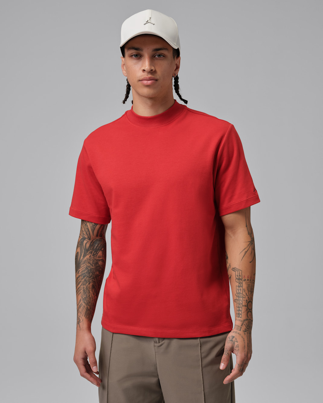 Jordan Sport Men's Dri-FIT Mock-Neck Golf Top - Mystic Red/Black