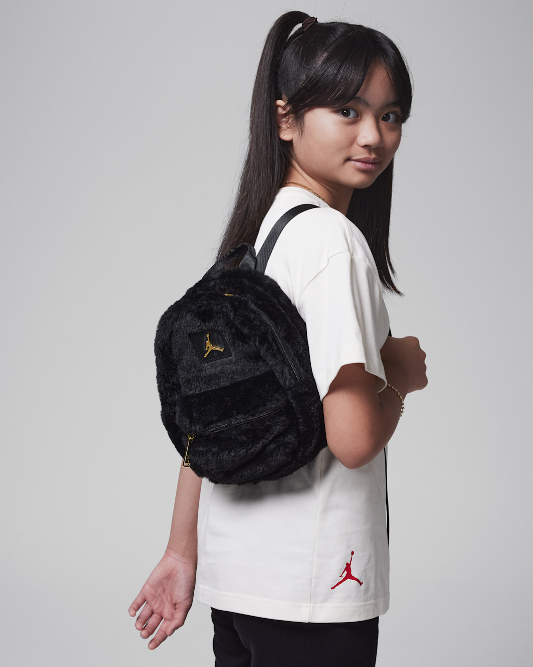 Jordan Big Kids' Faux Fur Mini Backpack (4L) - Black