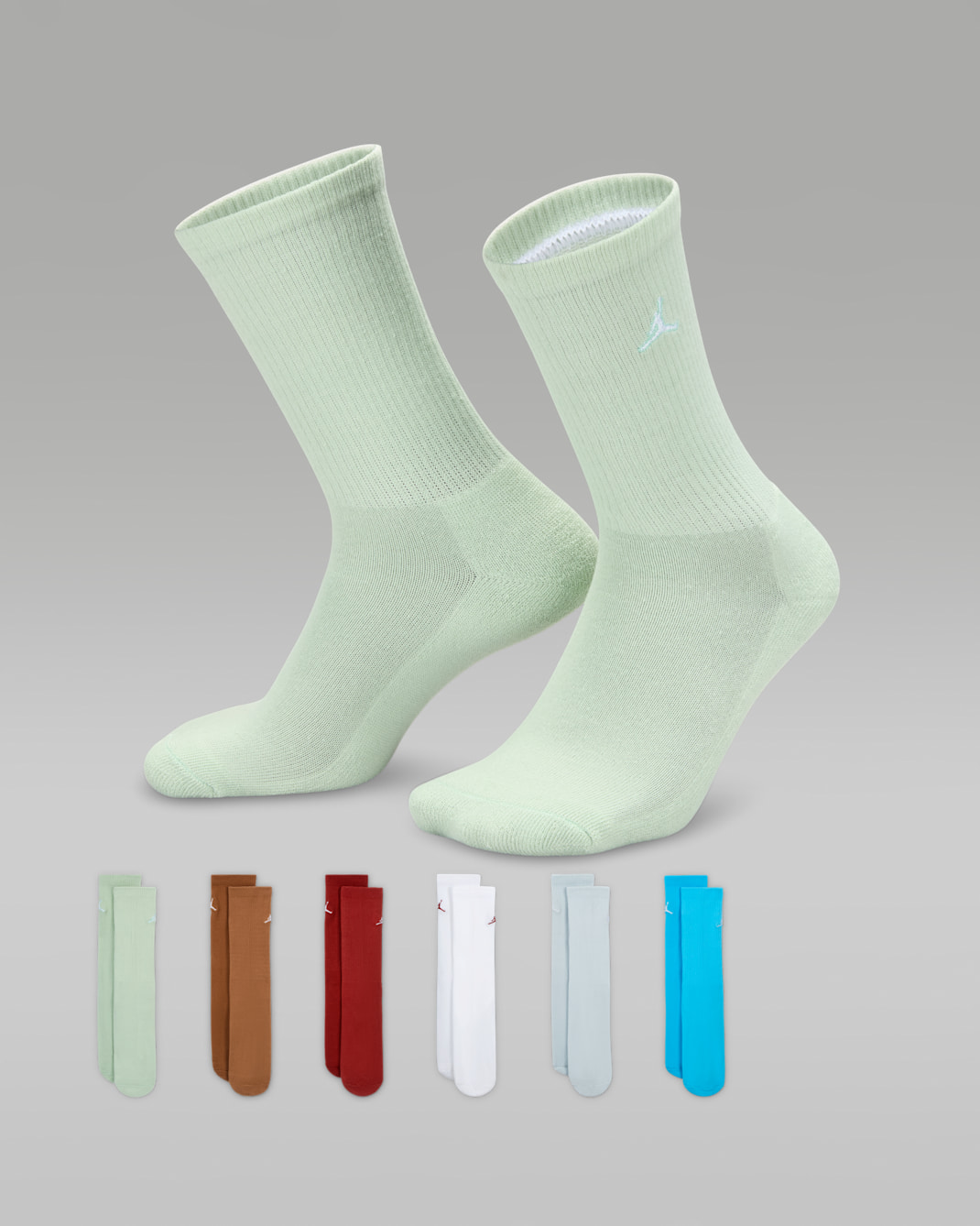 Jordan Everyday Essentials Big Kids' Crew Socks (6 Pairs) - Pure Platinum