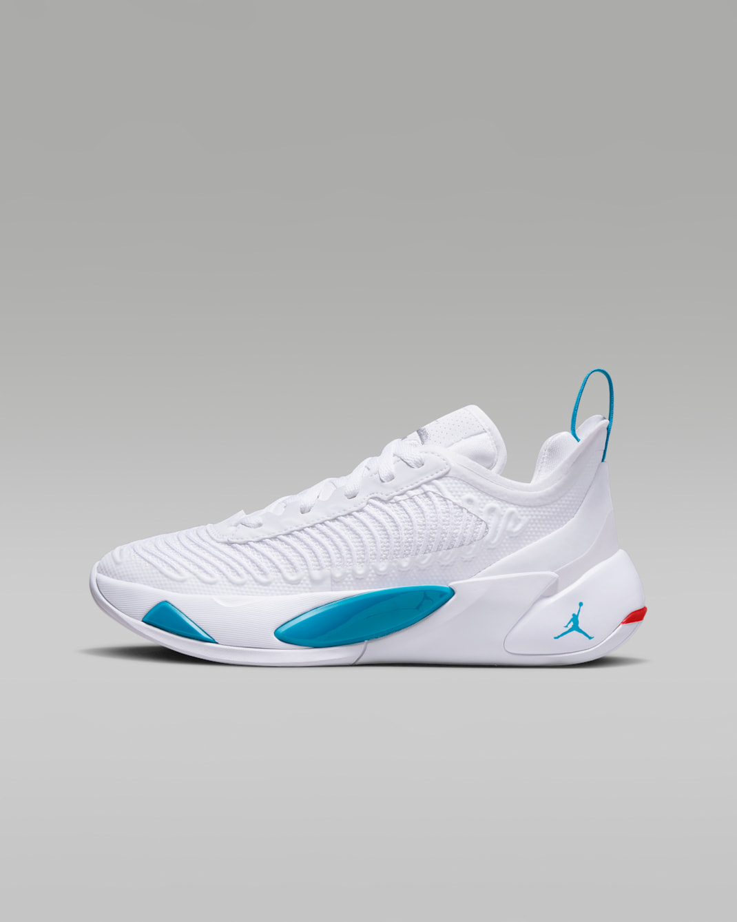 Luka 1 大童籃球鞋 - 白色/Neo Turquoise/Bright Crimson/Metallic Silver