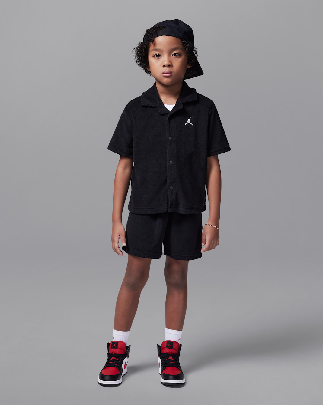Jordan Little Kids' 2-Piece Terry Cloth Camp Set - Black
