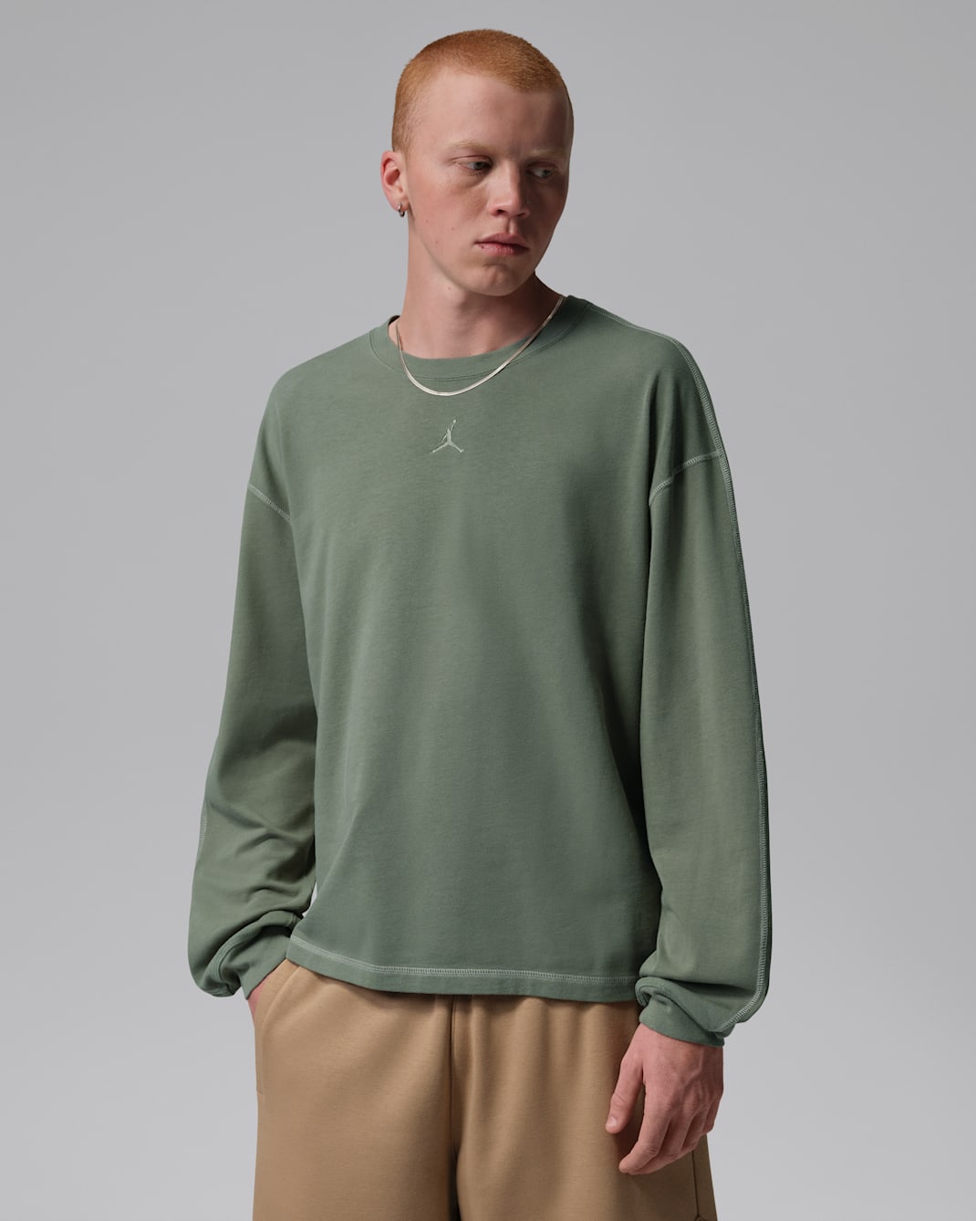 Playera de manga larga de alta densidad para hombre Jordan Flight - Liquen vintage/Niebla pícea/Liquen vintage