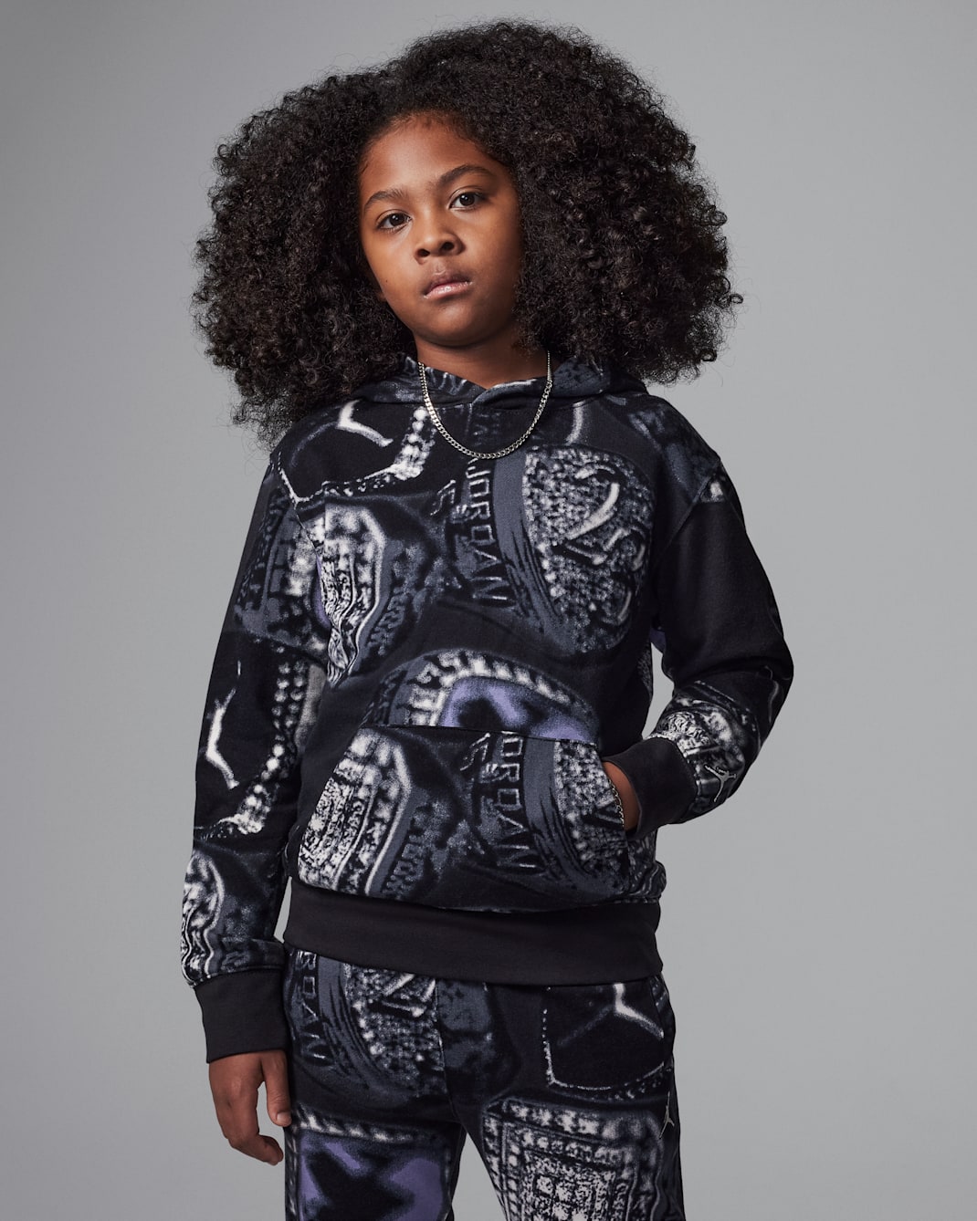 Sudadera con gorro de French Terry estampada para niños talla grande Jordan - Sombrío apagado