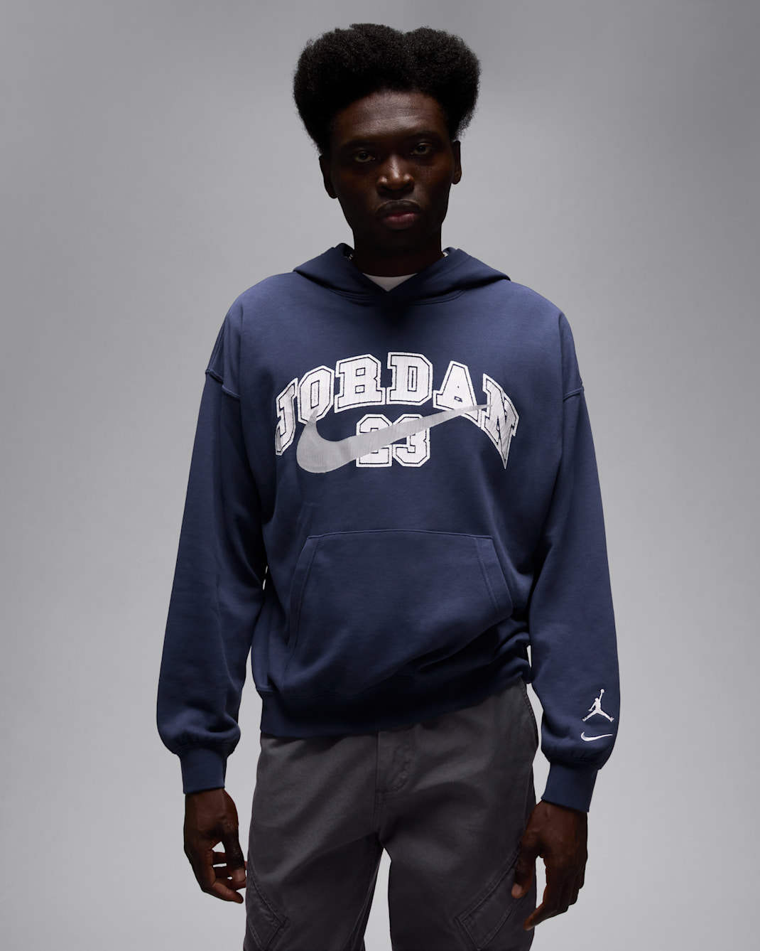 Felpa pullover oversize in French Terry con cappuccio Jordan MVP – Uomo - Midnight Navy/Light Smoke Grey