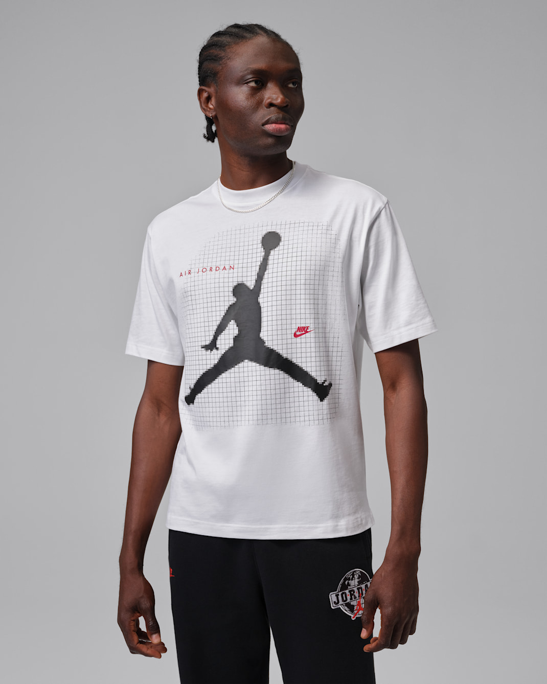 Playera con gráfico para hombre Jordan - Blanco/Negro/Rojo gimnasio