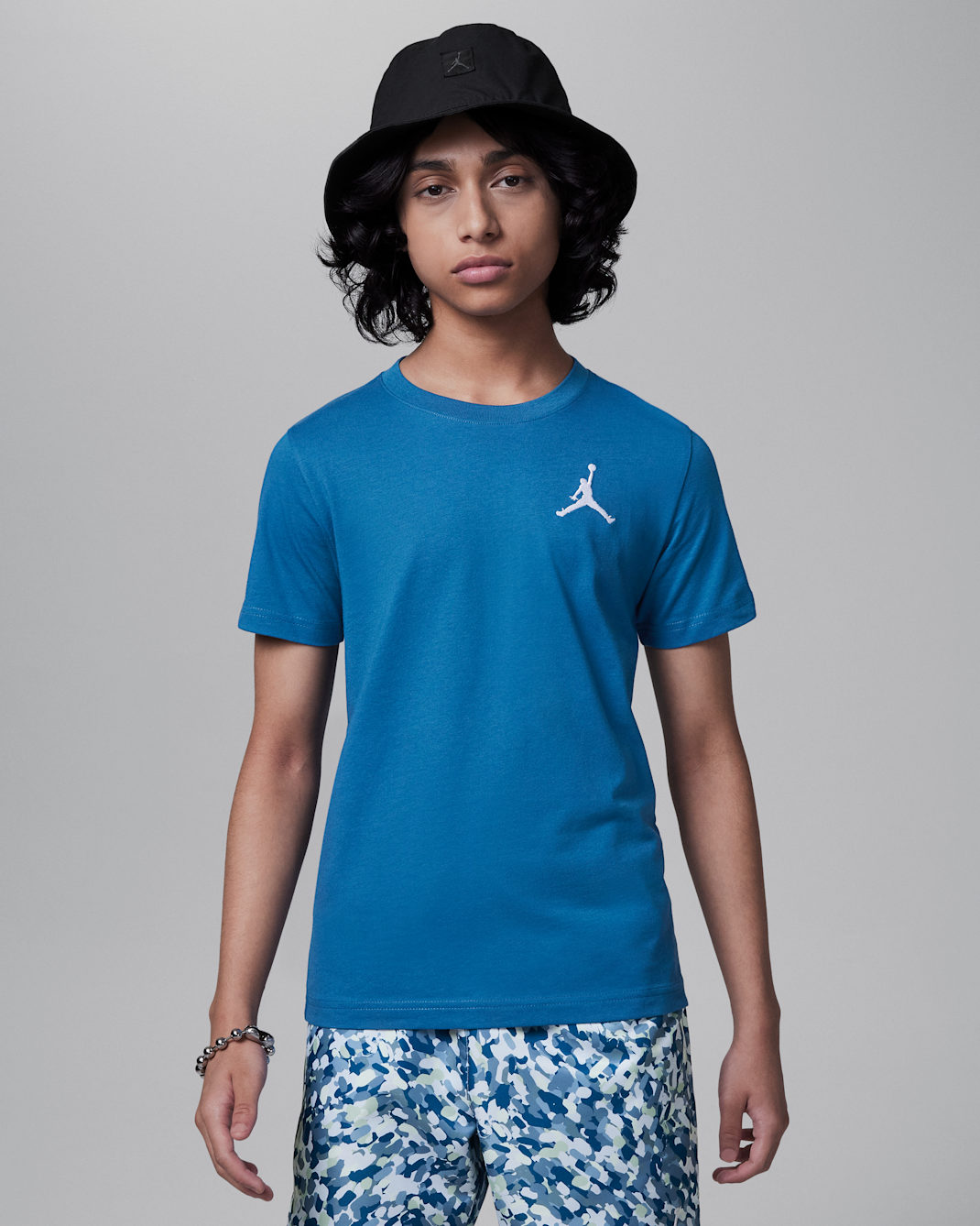 Playera para niños talla grande Jordan Jumpman Air Embroidered Tee - Azul industrial