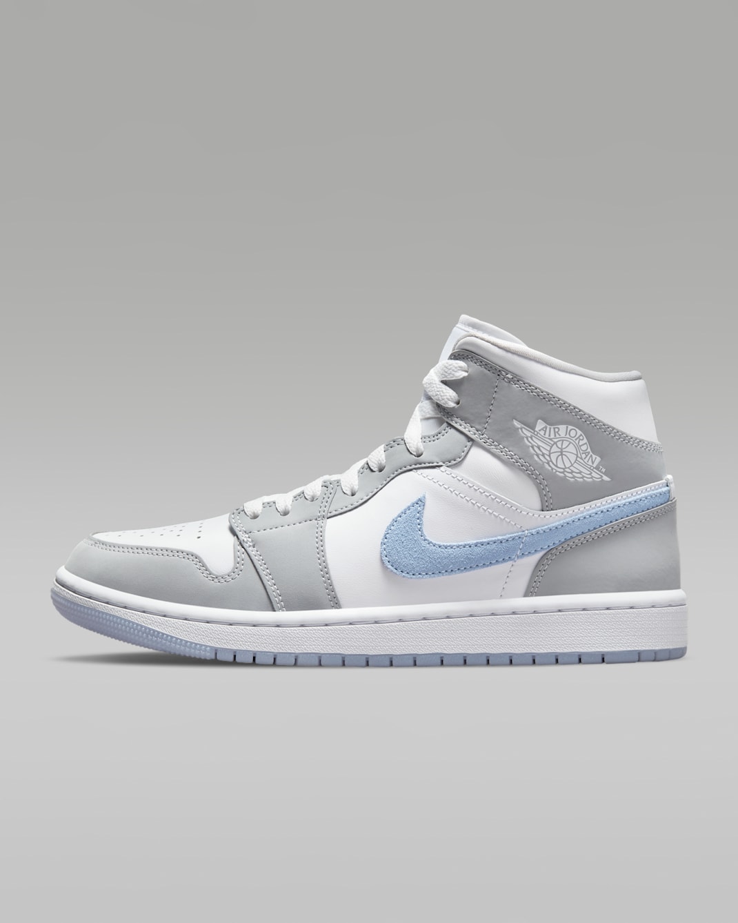 Air Jordan 1 Mid Women's Shoes - White/Wolf Grey/Aluminum
