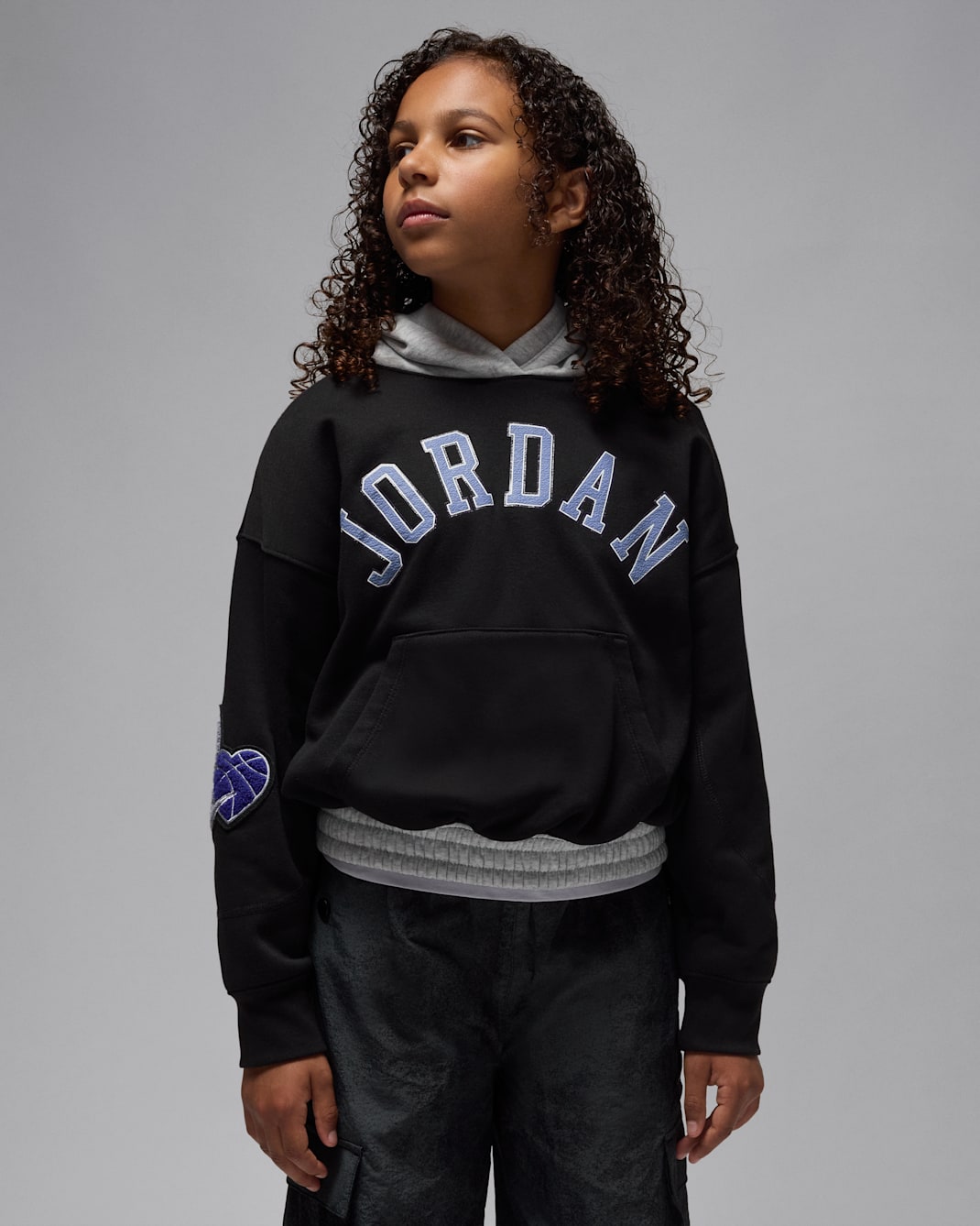 조던 블루 진 앤 블링 주니어 풀오버 후디 - 블랙