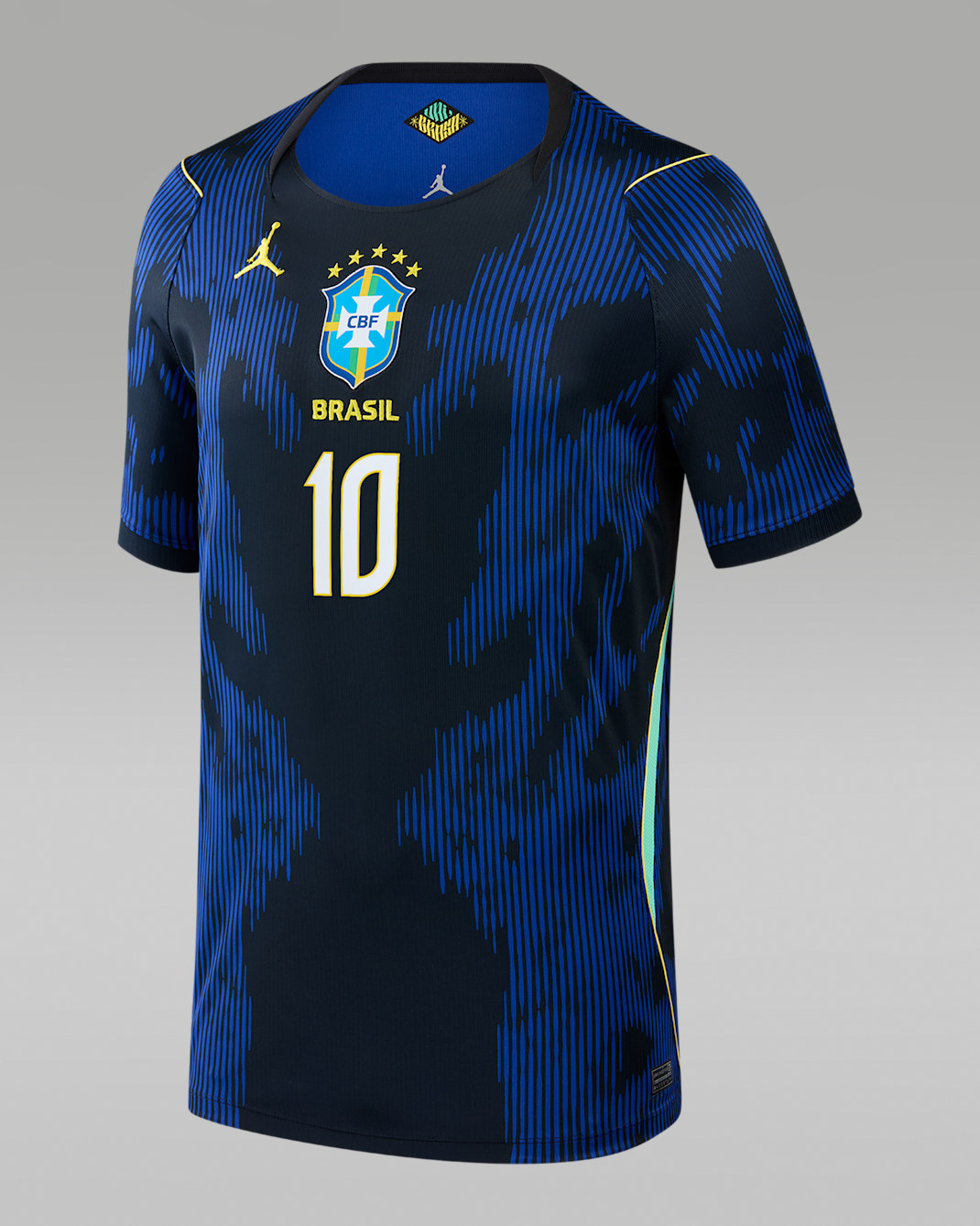 Jersey de futbol Jordan Dri-FIT Replica de la selección de Brasil visitante 2026 Stadium Neymar Jr. para niños talla grande - Azul
