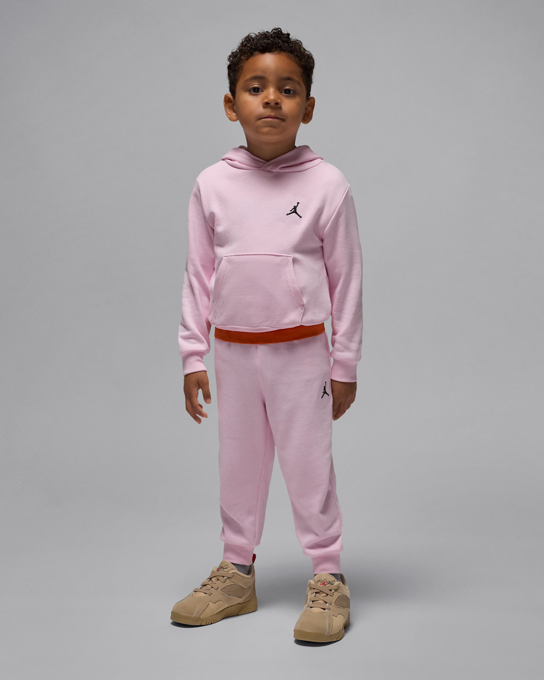 Conjunto de 2 piezas de sudadera con gorro sin cierre infantil Jordan Brookly French Terry - Espuma rosa