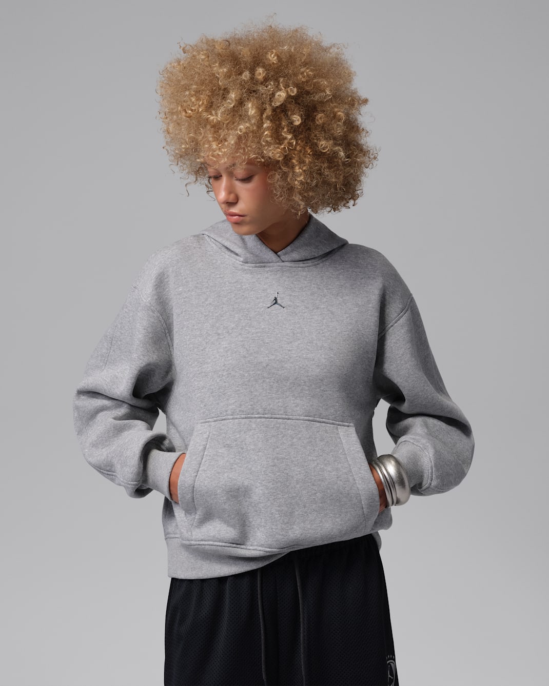 Sudadera con gorro sin cierre para mujer Jordan Brooklyn - Gris oscuro jaspeado