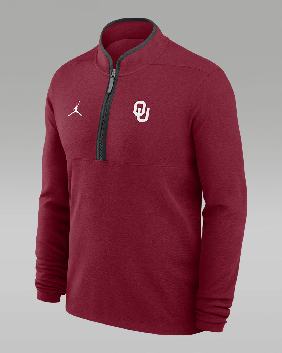 Oklahoma Victory Men's Jordan Brand Dri-FIT College 1/2-Zip Long-Sleeve Top - Crimson