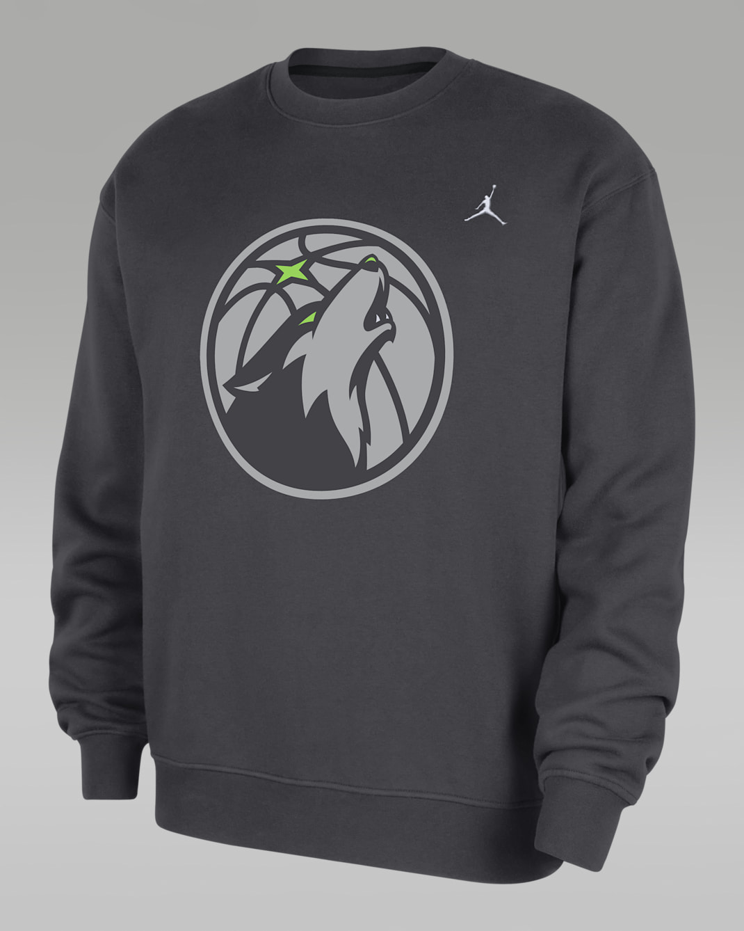 Minnesota Timberwolves Statement Essentials Men's Jordan NBA Fleece Crew-Neck Sweatshirt - Anthracite/Black