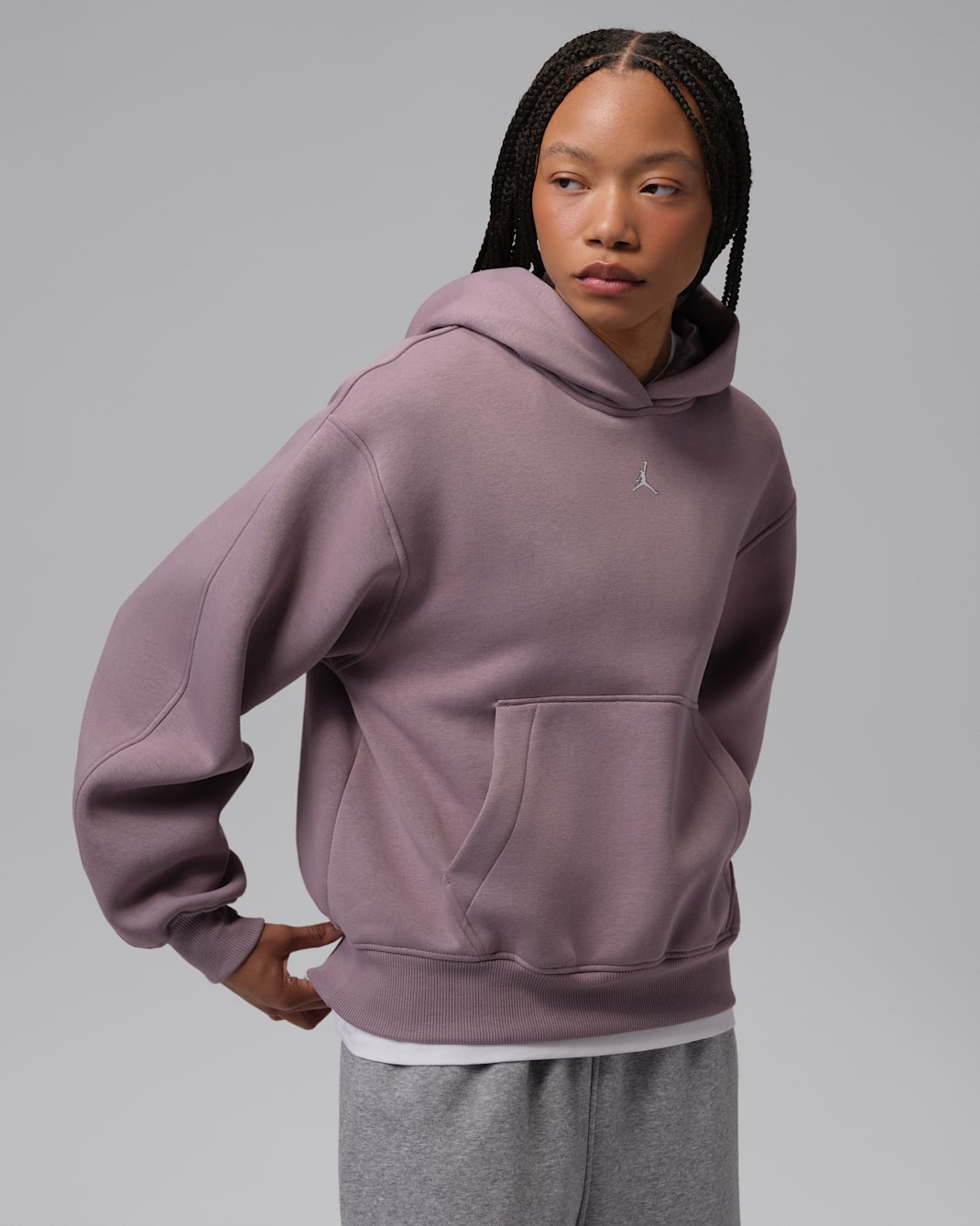 Sudadera con gorro sin cierre para mujer Jordan Brooklyn - Morado humo