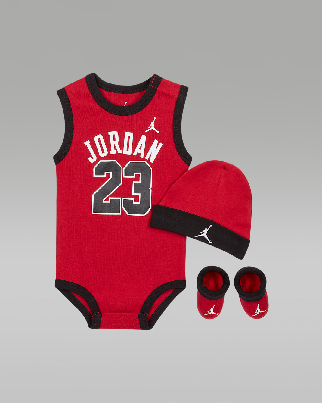 Conjunto de body, gorro y botines para bebé Jordan Jumpman - Rojo gimnasio