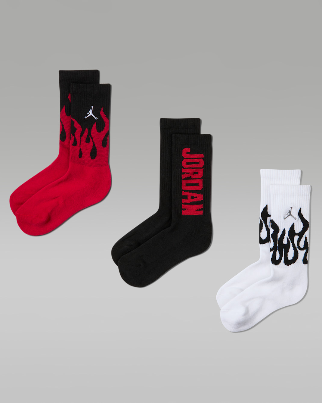 Jordan Kids' Retro Crew Socks (3 Pairs) - Fire Red