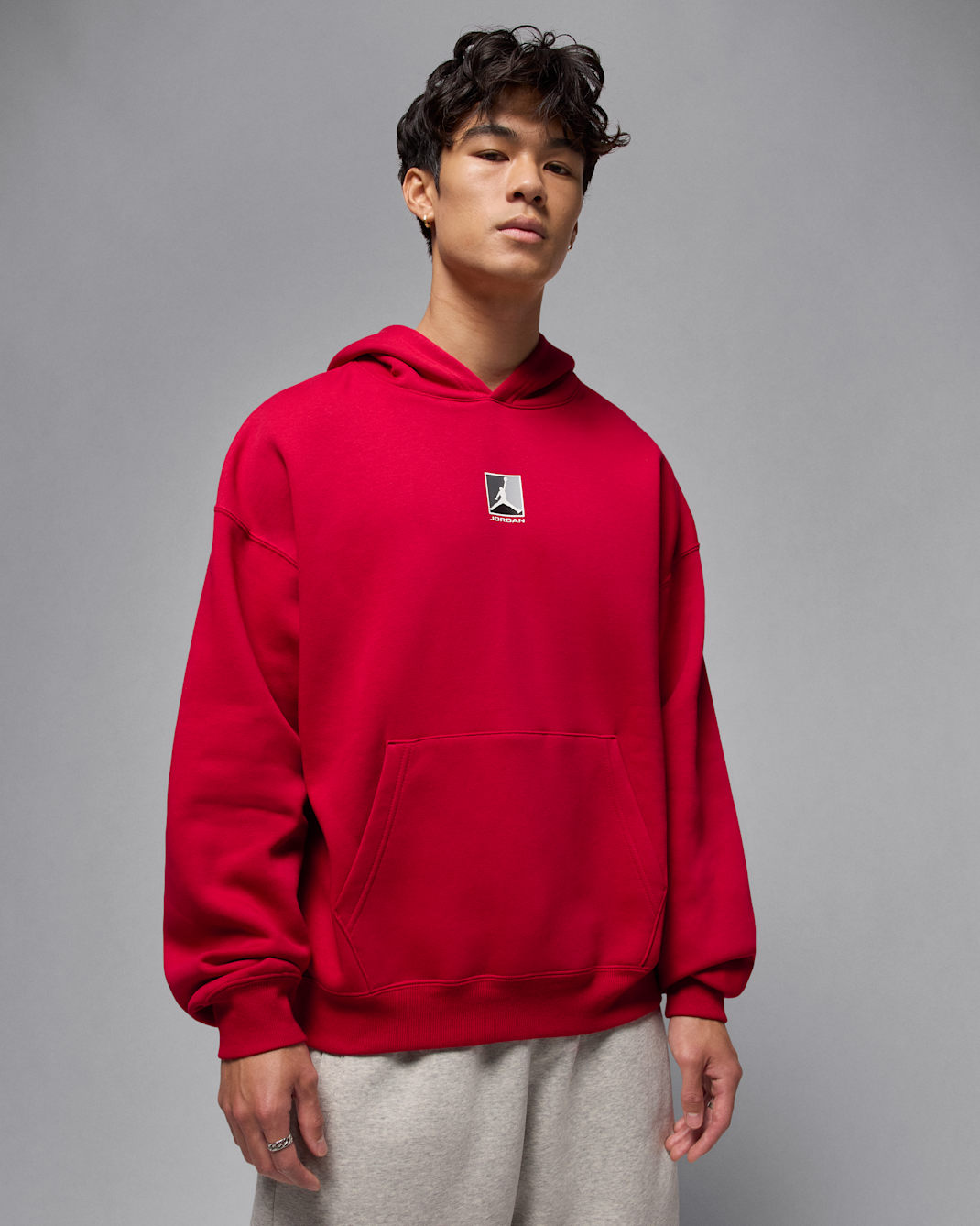 Sudadera con gorro sin cierre con gráfico para hombre Jordan Brooklyn Fleece - Rojo gimnasio/Blanco