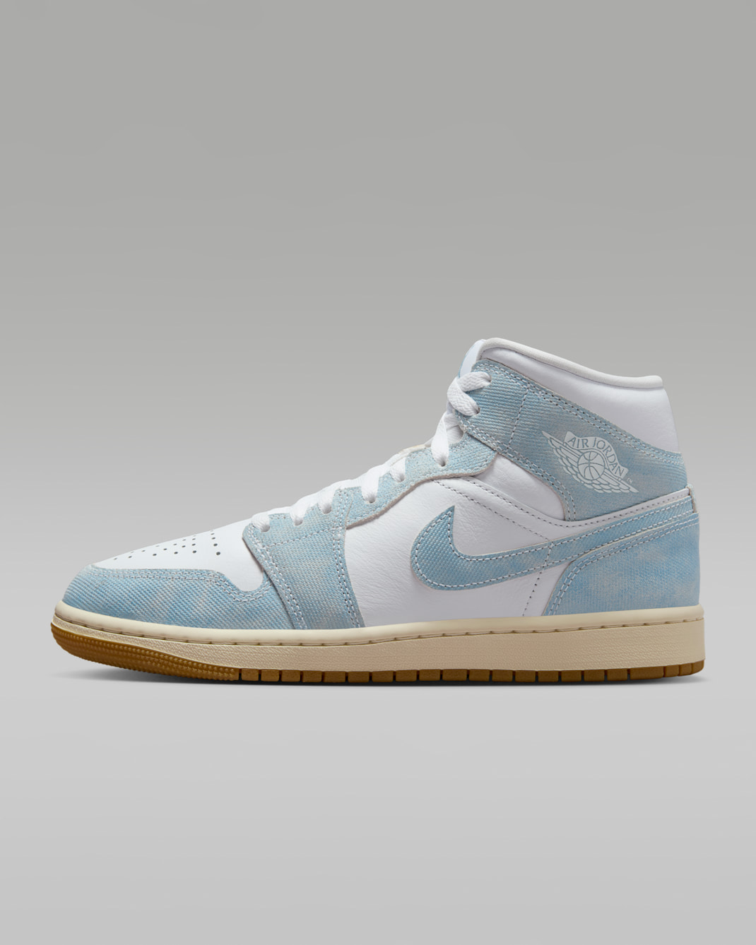 Air Jordan 1 Mid SE Women's Shoes - White/Sail/Gum Light Brown/Worn Blue