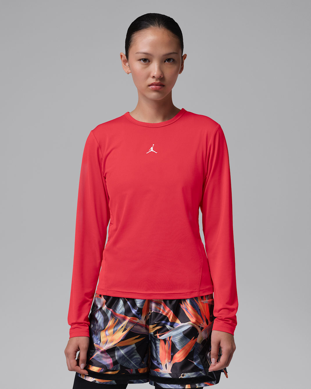 Haut à manches longues Dri-FIT Jordan Sport Essentials pour femme - Track Red/Blanc