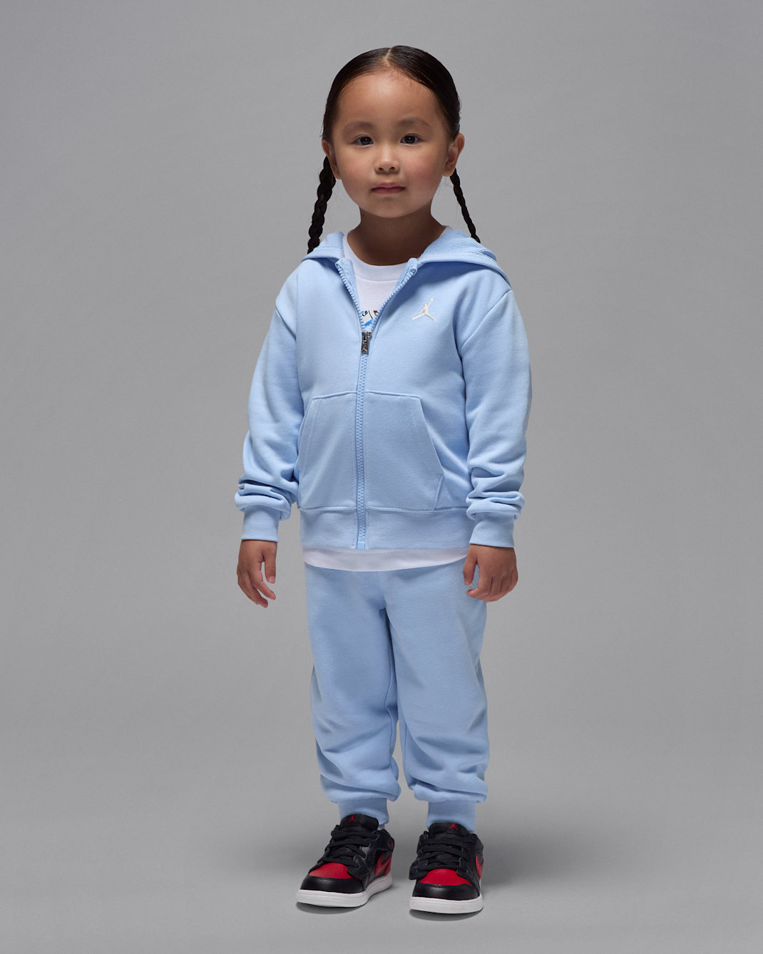 조던 브루클린 프렌치 테리 베이비 투피스 풀오버 후디 세트 - 코발트 블리스