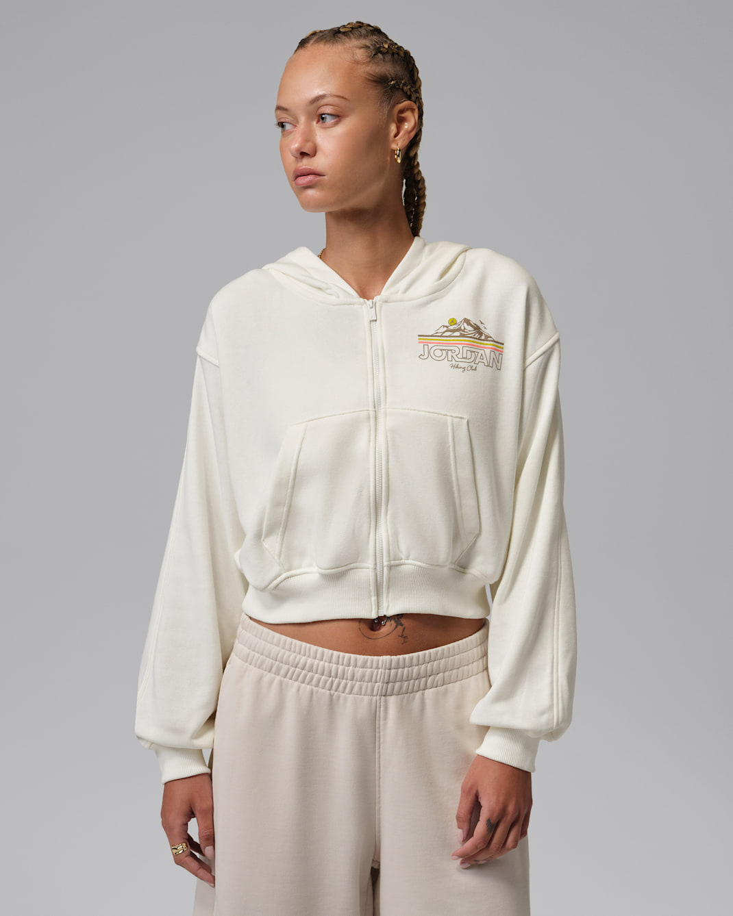 Sudadera con gorro de cierre completo Hike Mike para mujer Jordan Brooklyn Fleece - Vela