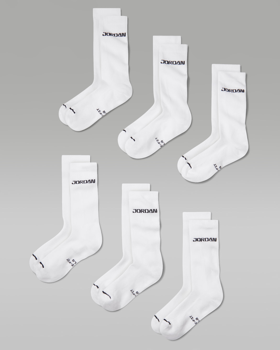 Jordan Everyday Elevated Crew Socks (6 Pairs) - White/Black