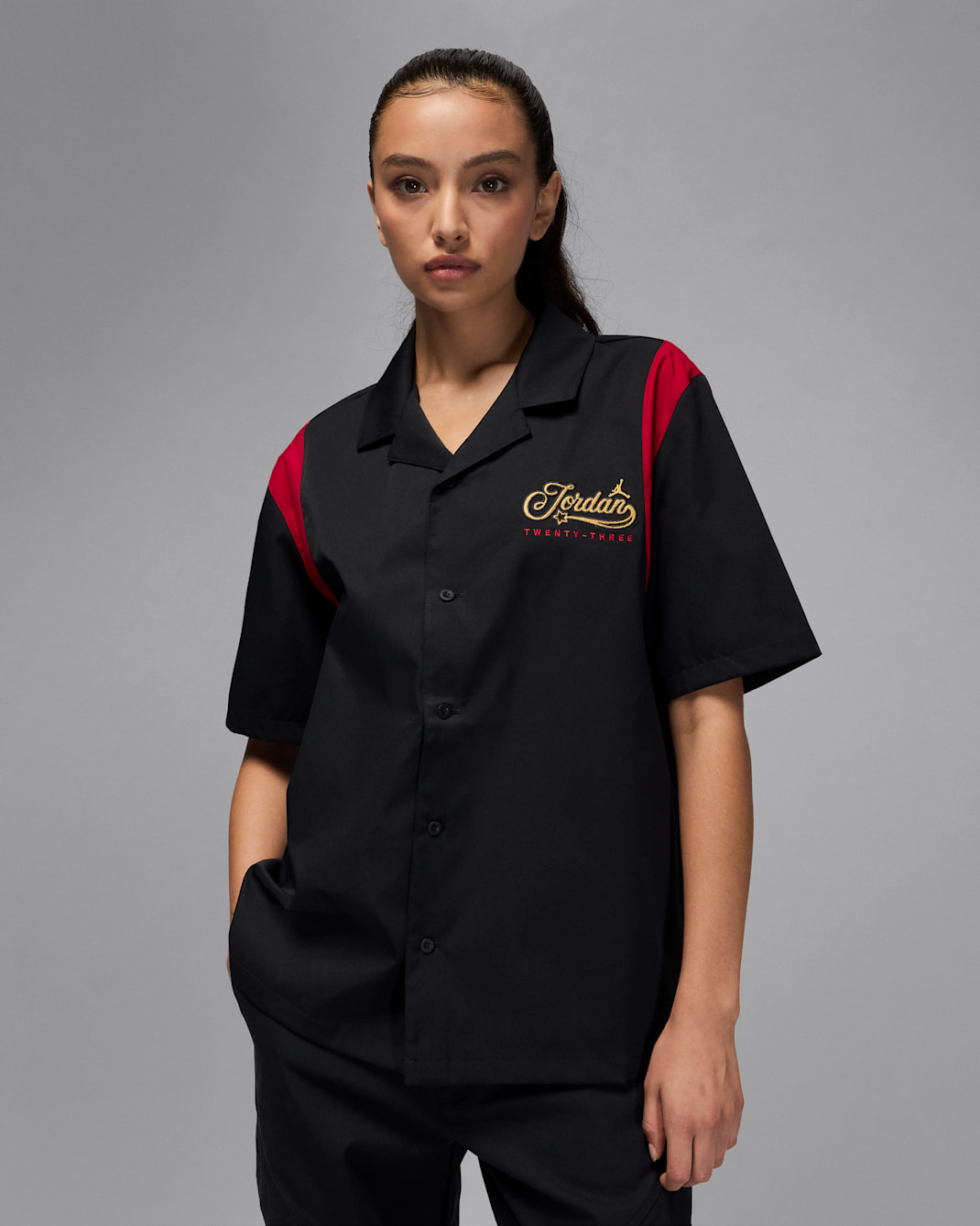 Jordan Women's Button-Up Shirt - Black/Gym Red