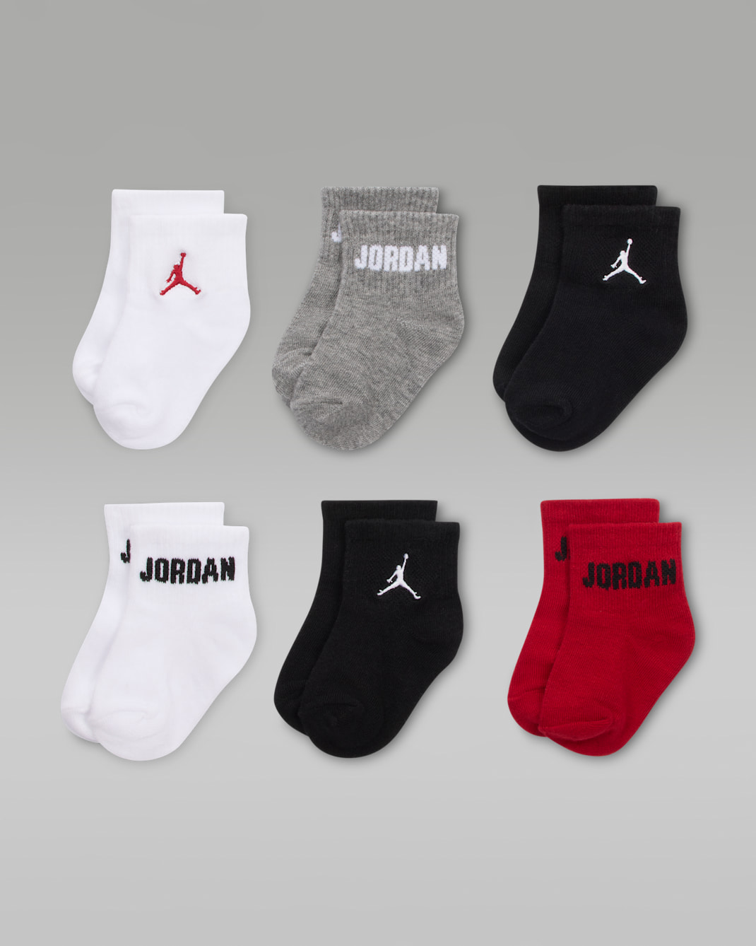 Jordan Everyday Essentials Baby /Toddler Ankle Socks (6 Pairs) - Gym Red