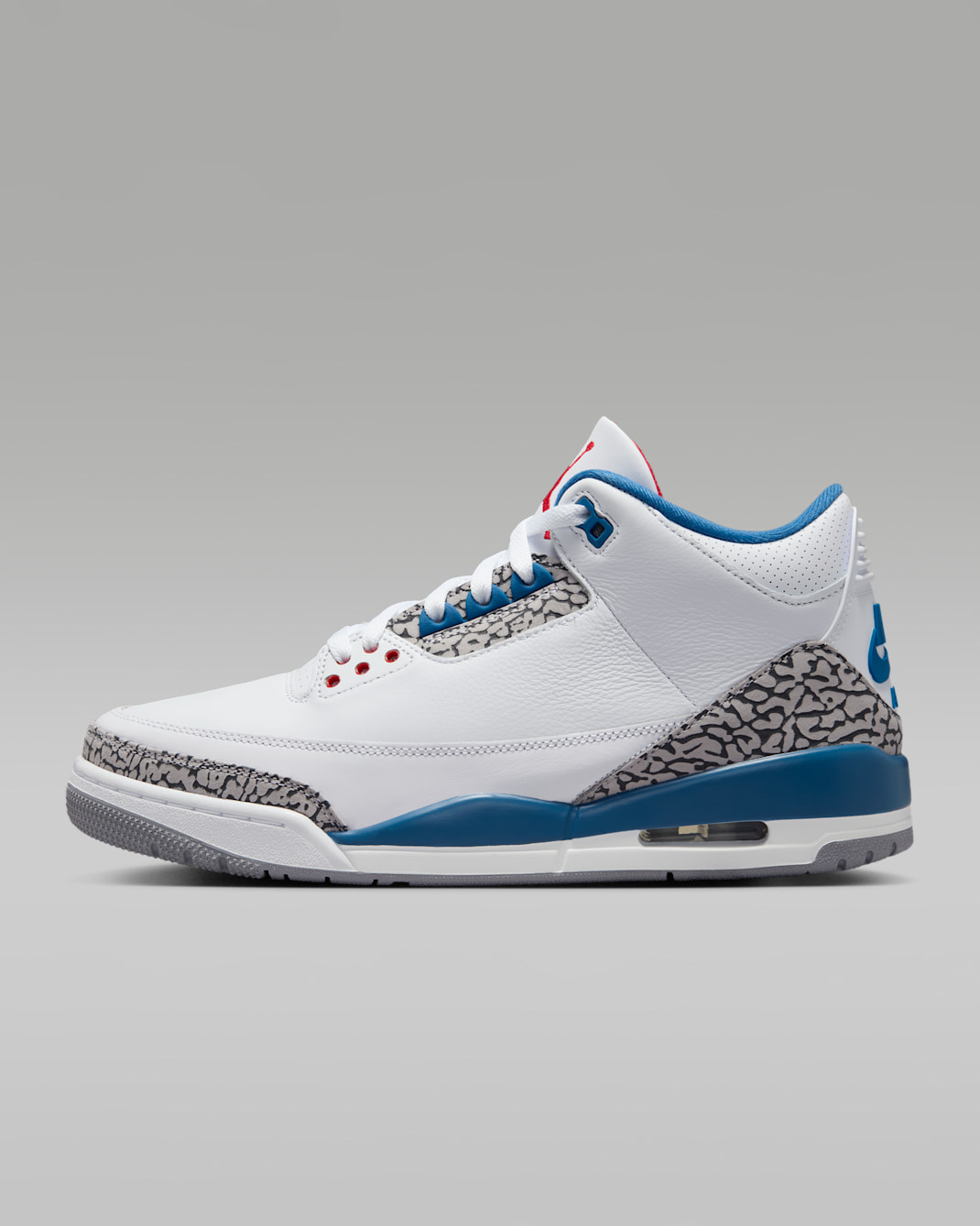 Tenis para hombre Air Jordan 3 Retro "True Blue" - Blanco/Azul genuino/Rojo pasión
