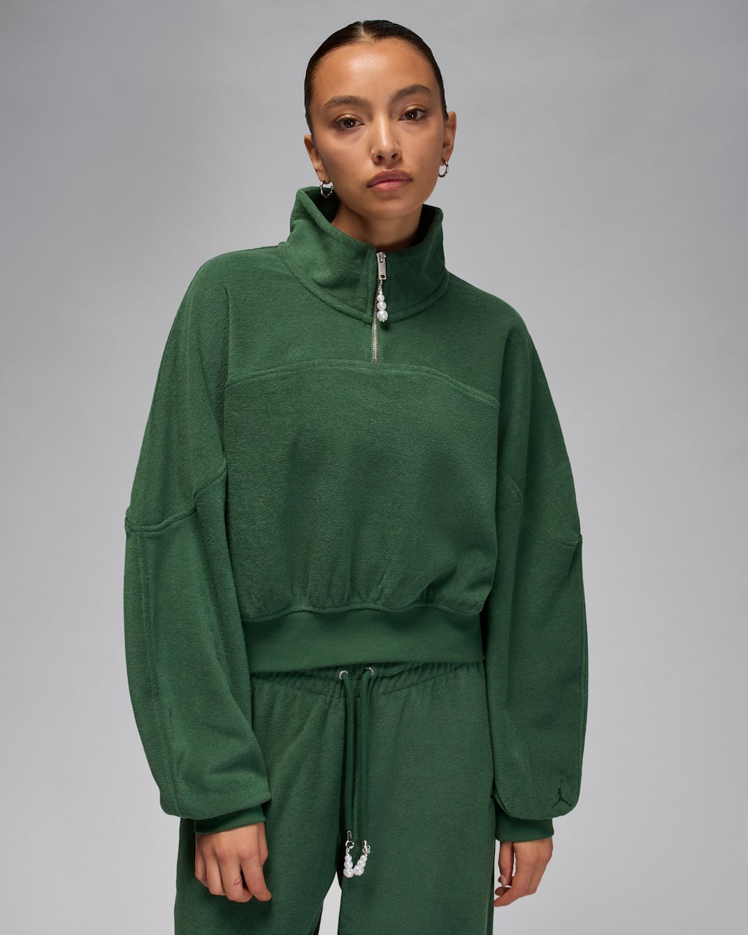 Jordan Flight Fleece Women's Quarter-Zip Top - Fir/Fir