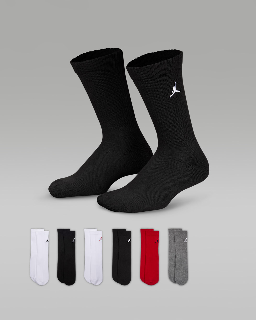 Jordan Everyday Essentials Big Kids' Crew Socks (6 Pairs) - Gym Red