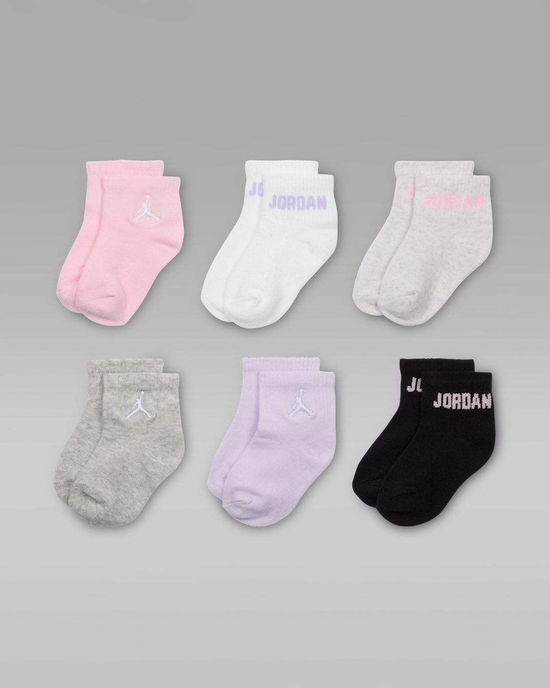 Jordan Everyday Essentials Baby /Toddler Ankle Socks (6 Pairs) - Pink Foam