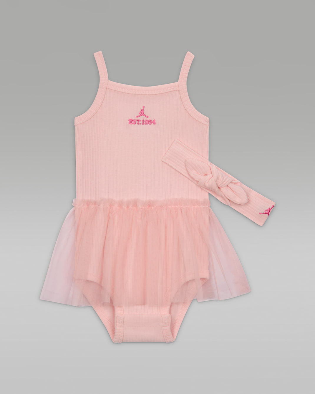 조던 베이비(6-12개월) 튀튀 바디수트 및 헤드밴드 세트 - 핑크 블룸