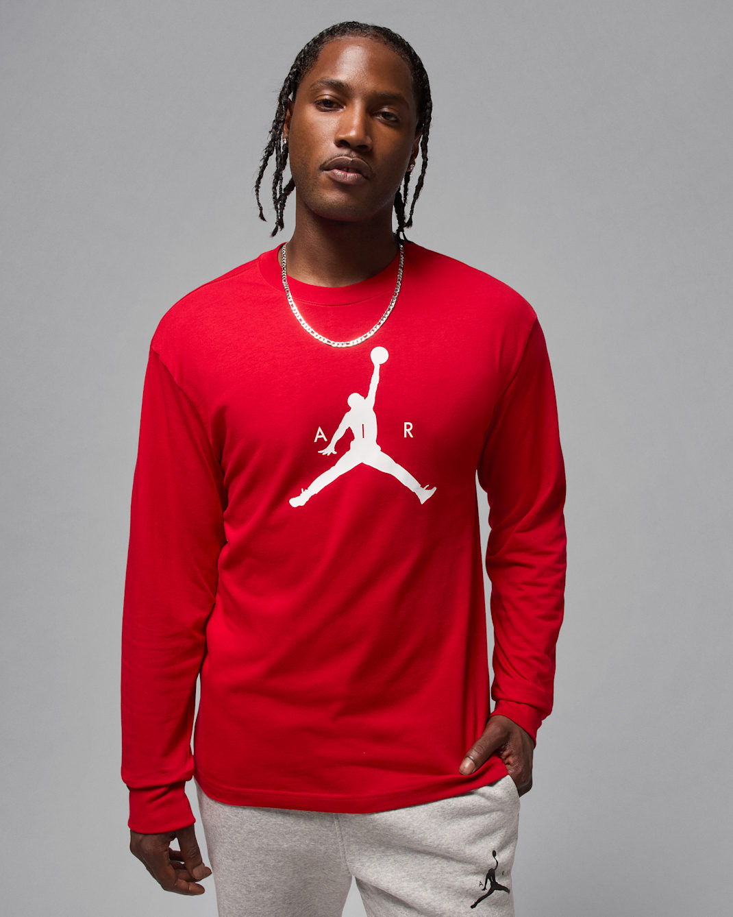 Playera de manga larga para hombre Jordan Jumpman - Rojo gimnasio/Blanco