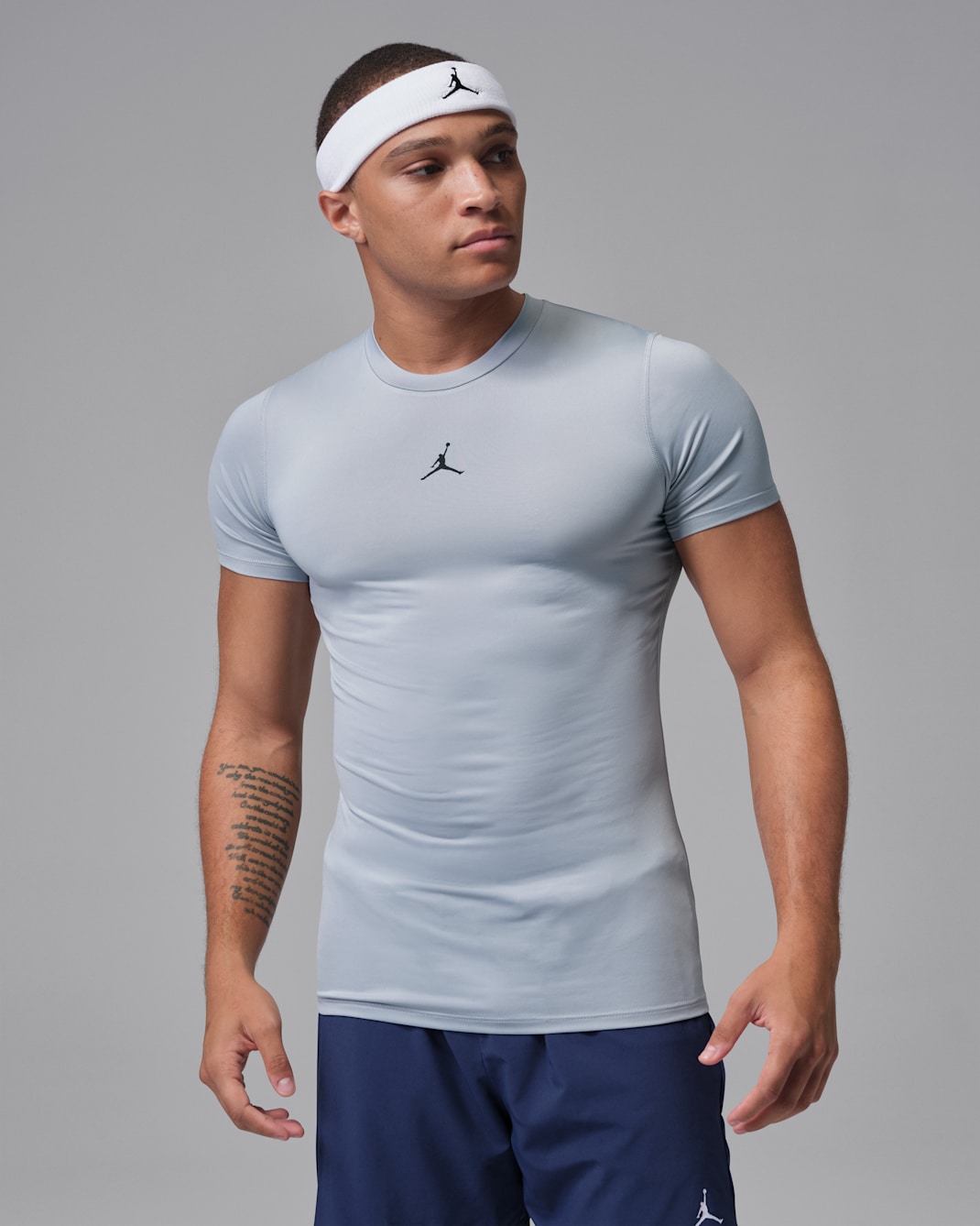 Jordan Sport Men's Dri-FIT Short-Sleeve Base Layer Top - Wolf Grey/Black