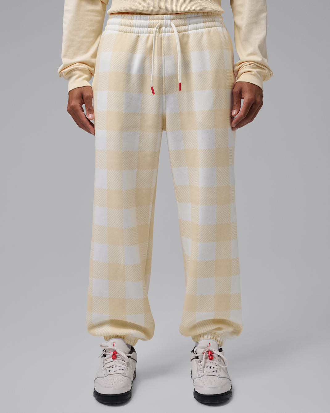 Jordan Brooklyn Men's Brushed Fleece Cuffed Trousers - Sail/Fauna Brown