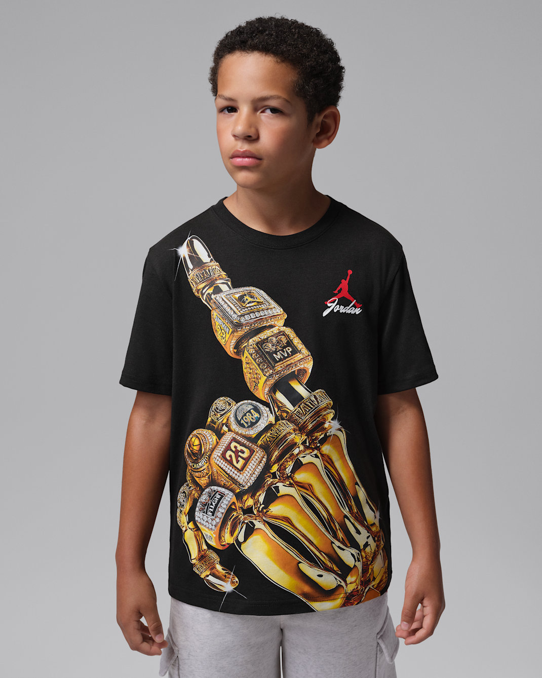 Jordan Big Kids' 23 Skeleton Rings T-Shirt - Black