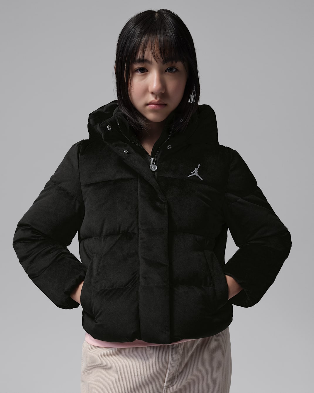 Jordan Big Kids' Velvet Puffer Jacket - Black