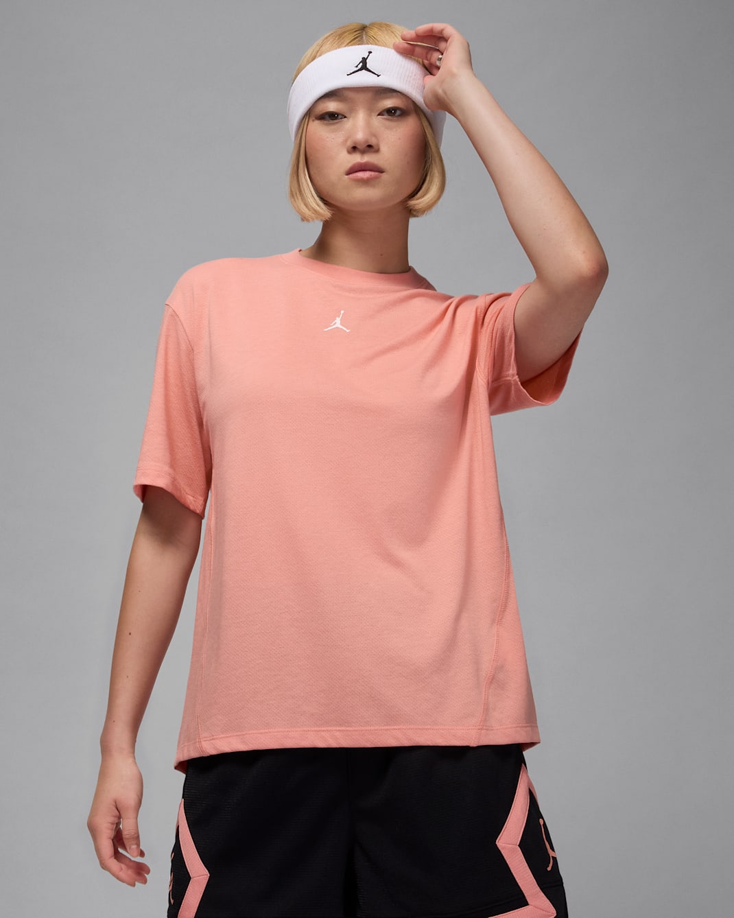 Haut à manches courtes Diamond Jordan Sport pour femme - Light Madder Root/Blanc